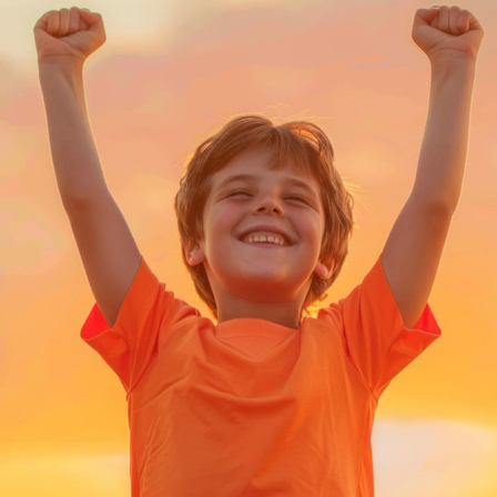 Intrinsinc Motivation Boy celebrating at sunset sq