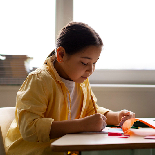 Study Strategies - Side view Kids studying sq